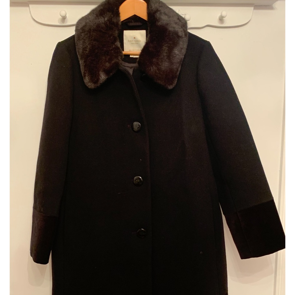 Kate Spade Faux Fur Velvet Collar Trim Coat
Size 12